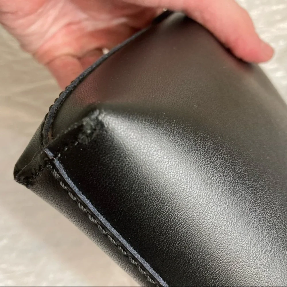 J. Crew smooth black leather crossbody bag